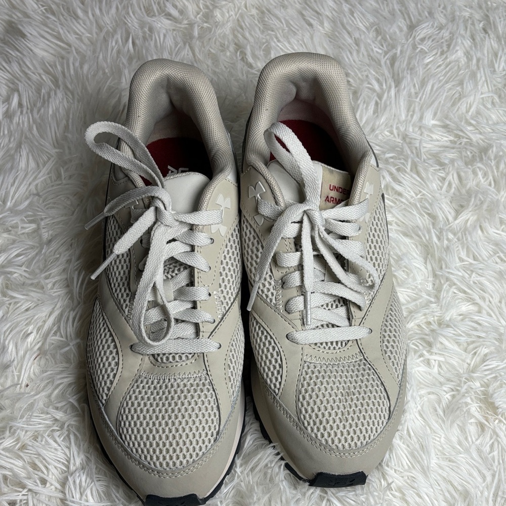Under Armour Cream and Gray Athletic Shoes